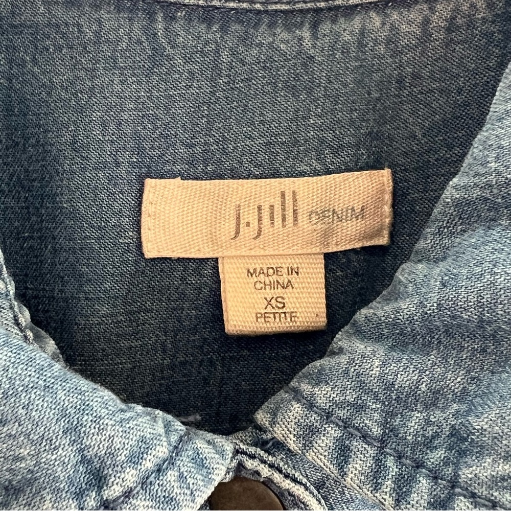 J. Jill Chambray Denim Sleeveless Midi Dress Tencel Lyocell Linen Blue Size XS - Picture 7 of 10